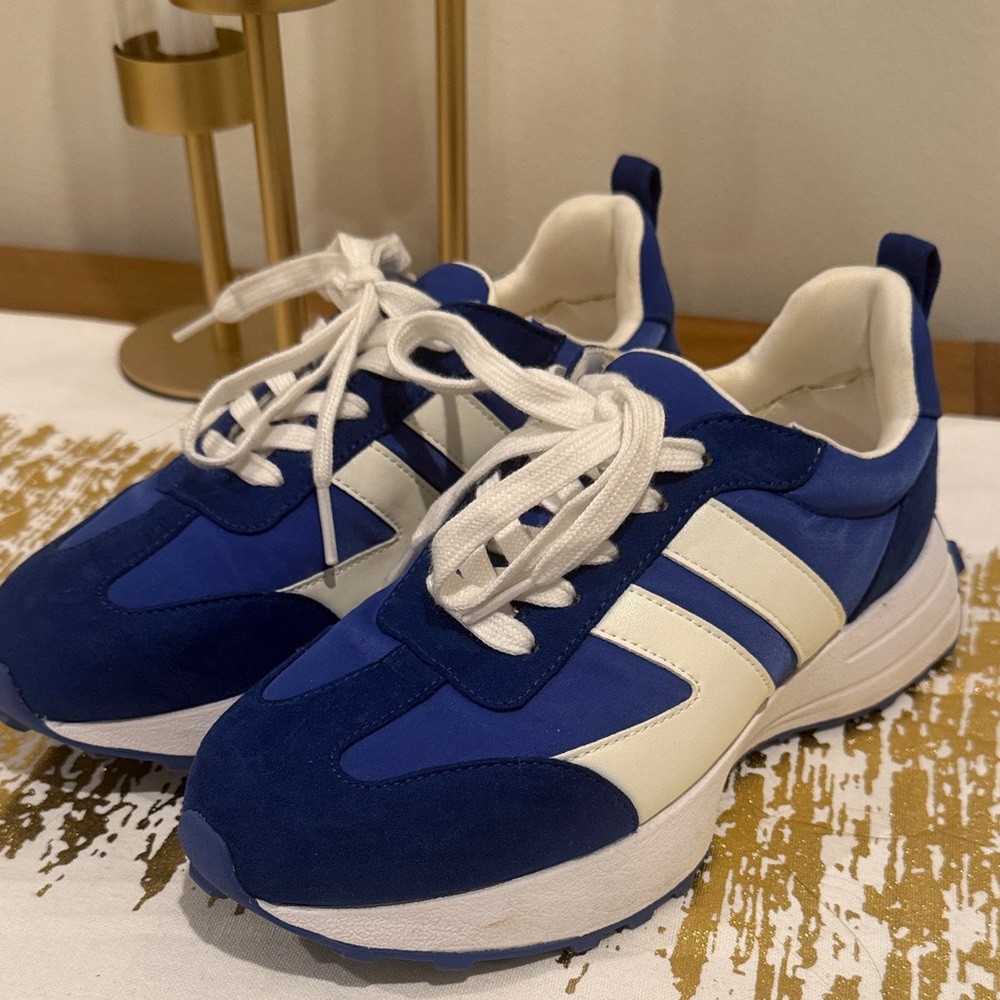 Blue and White Sneakers